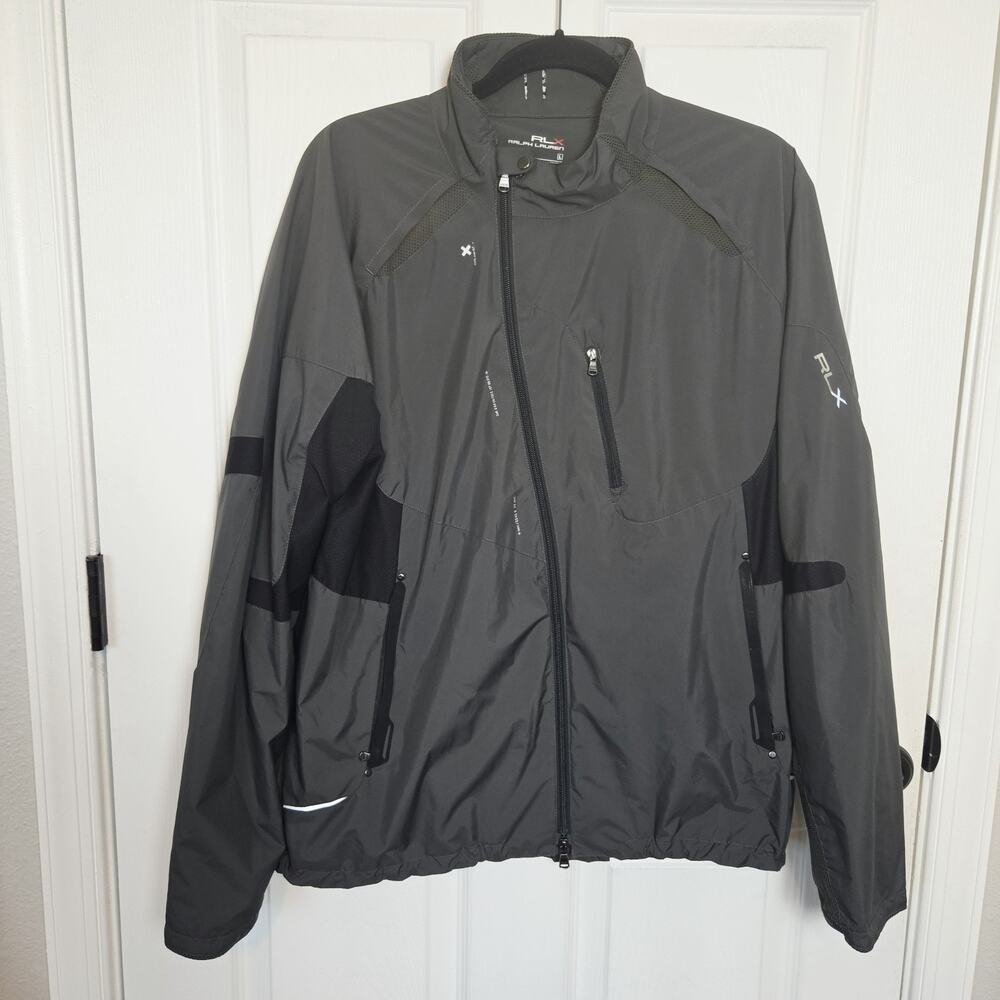 RLX Ralph Lauren Jacket L Black Activewear Technical Lightweight Utility Golf